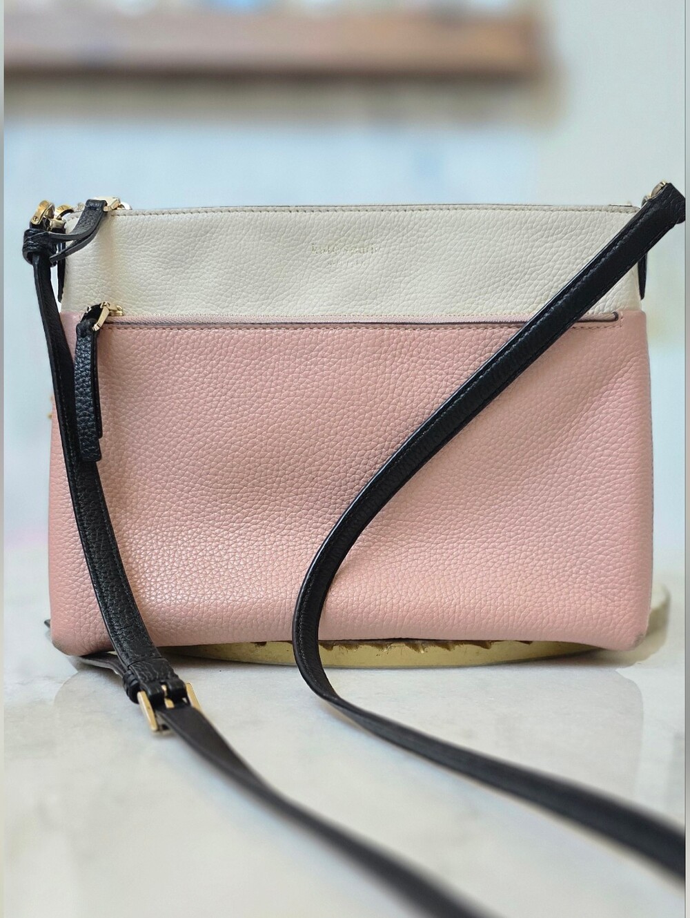 Kate Spade New York Polly Medium Crossbody in Pink and Cream Colorblock